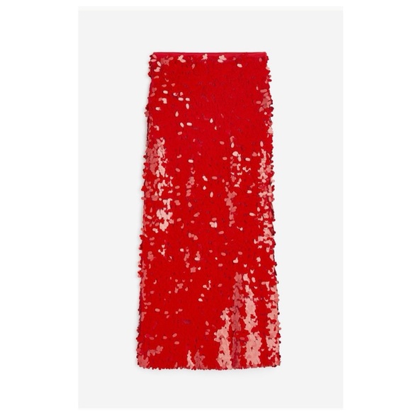 H&M Red Sequined Skirt NWT * SOLD OUT* - Picture 2 of 3